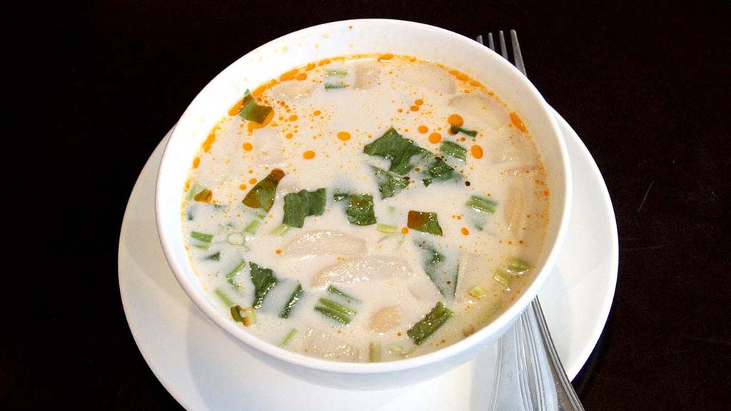 Chicken soup with coconut milk Tom Ka Gai.