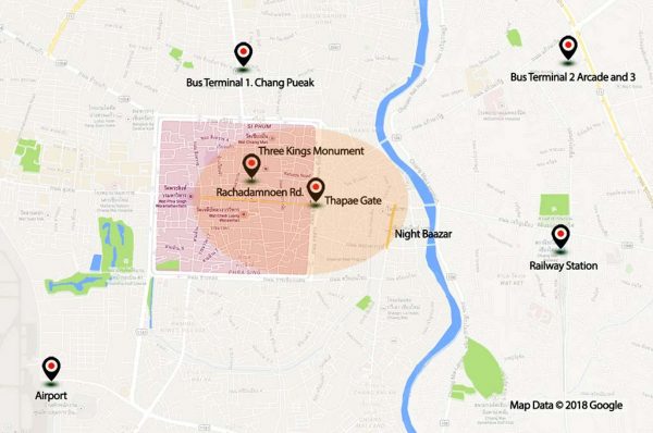 Map of Chiang Mai downtown