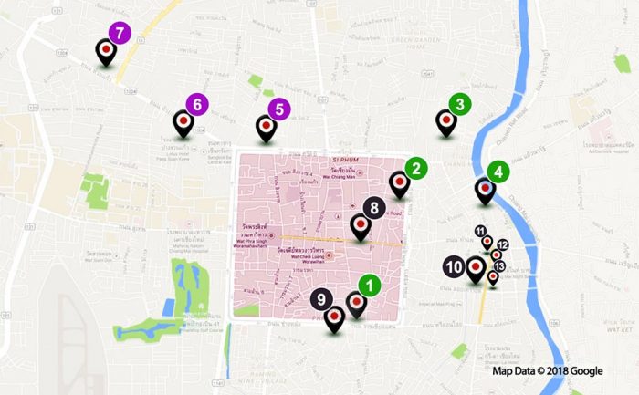 Map of Markets in Chiang Mai.