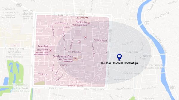Plano de situación del De Chai Colonial Hotel&Spa en Chiang Mai