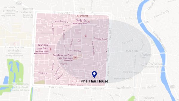 Plano de situaci贸n del Pha Thai House en Chiang Mai